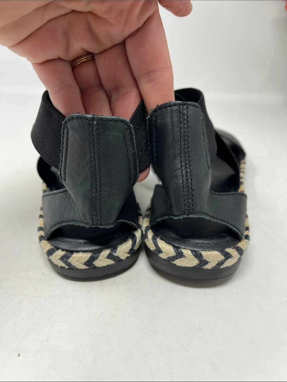 SOREL Ella II Leather Strappy Stretch Sandal Minimalist Espadrille Flats SZ 6.5